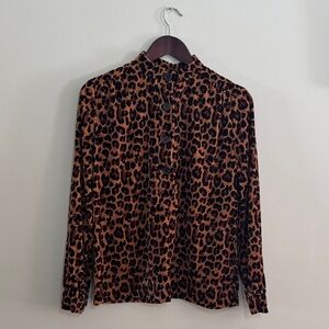 Antik Batik Brown and Black Leopard Button Down Shirt